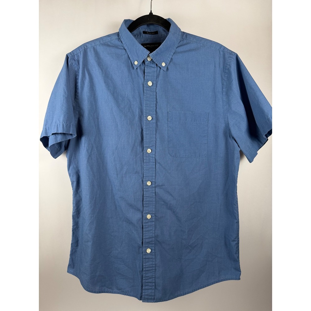 Banana Republic Men's Blue Short‑Sleeve Button‑Down – Large - Cotton Shirt